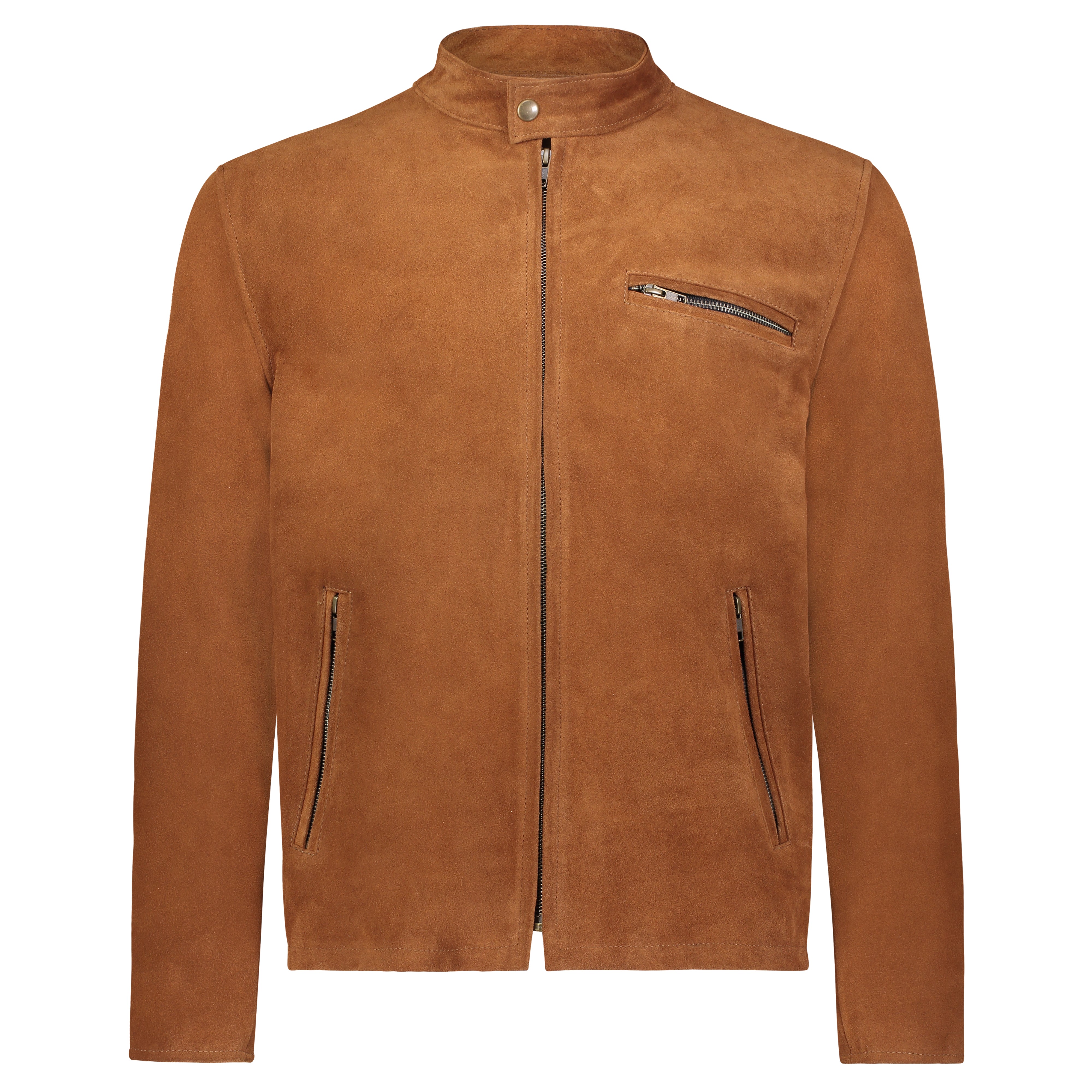 Cafe Racer Jacket in Cognac Calfsuede – Bryant Coat